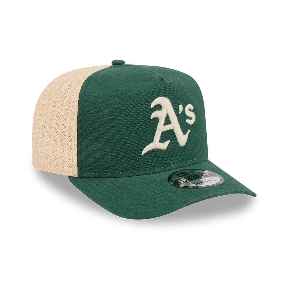 Pictured is this MLB Grained Athletics 9FIFTY A-Frame Snapback cap in dark green. 4