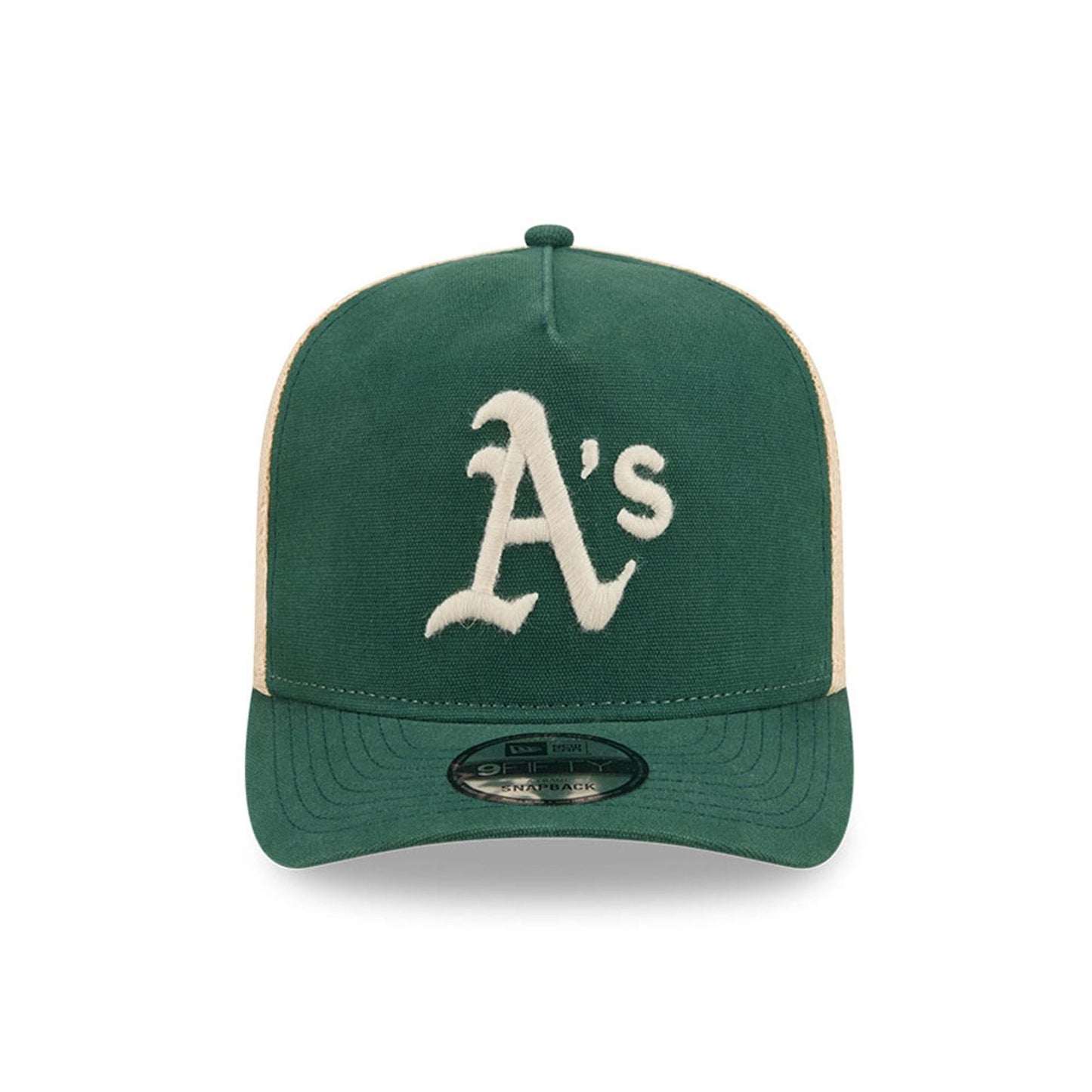 Pictured is this MLB Grained Athletics 9FIFTY A-Frame Snapback cap in dark green. 3