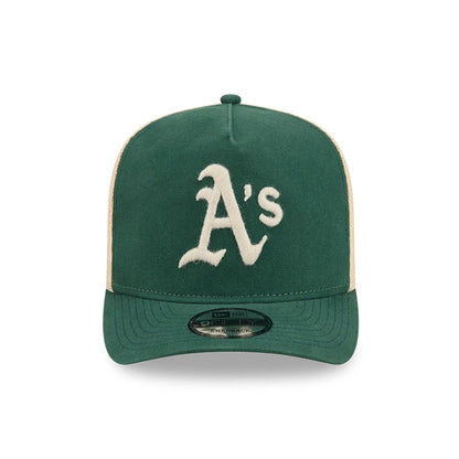 Pictured is this MLB Grained Athletics 9FIFTY A-Frame Snapback cap in dark green. 3