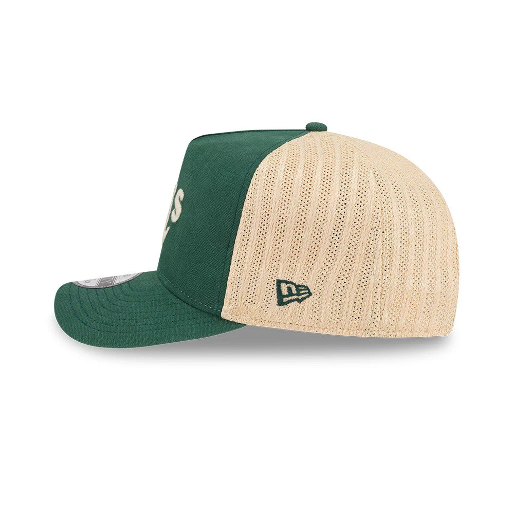 Pictured is this MLB Grained Athletics 9FIFTY A-Frame Snapback cap in dark green. 5