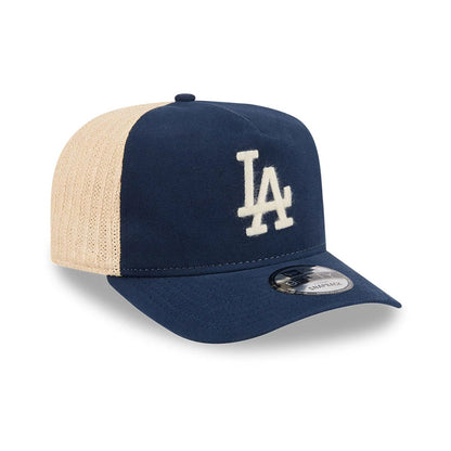 Pictured is this MLB Grained LA Dodgers 9FIFTY A-Frame Snapback cap in dark blue. 4