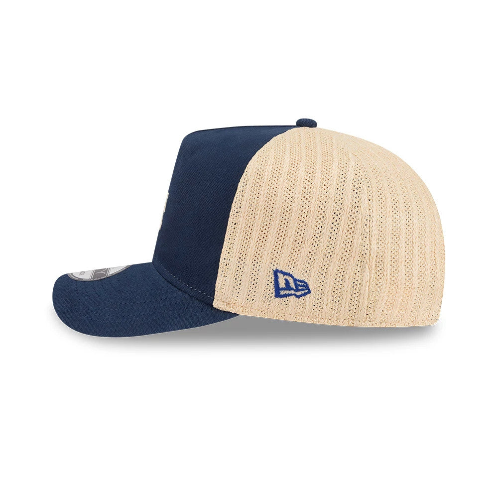 Pictured is this MLB Grained LA Dodgers 9FIFTY A-Frame Snapback cap in dark blue. 5