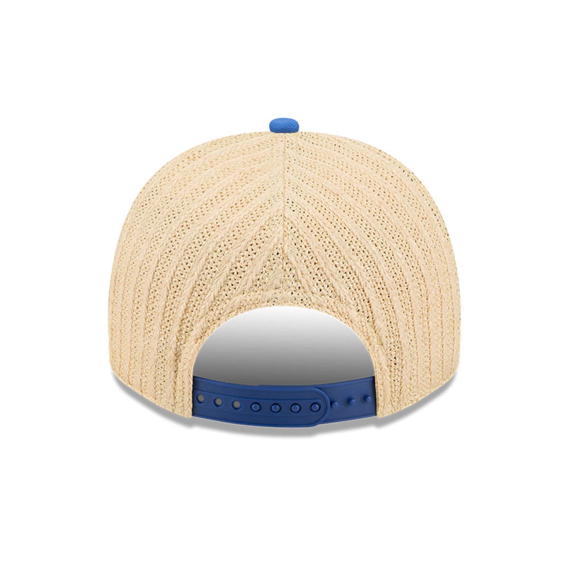 Pictured is this MLB Grained New York Mets 9FIFTY A-Frame Snapback cap in blue. 7