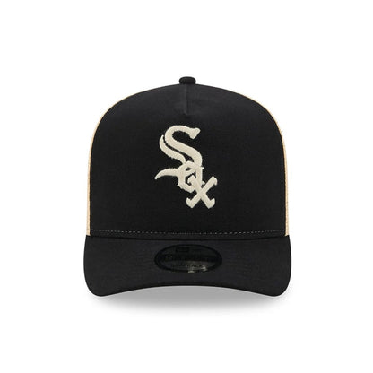 Pictured is this MLB Grained Chicago White Sox 9FIFTY A-Frame Snapback cap in black. 3
