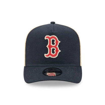 Pictured is this MLB Grained Boston Red Sox 9FIFTY A-Frame Snapback cap in navy. 3