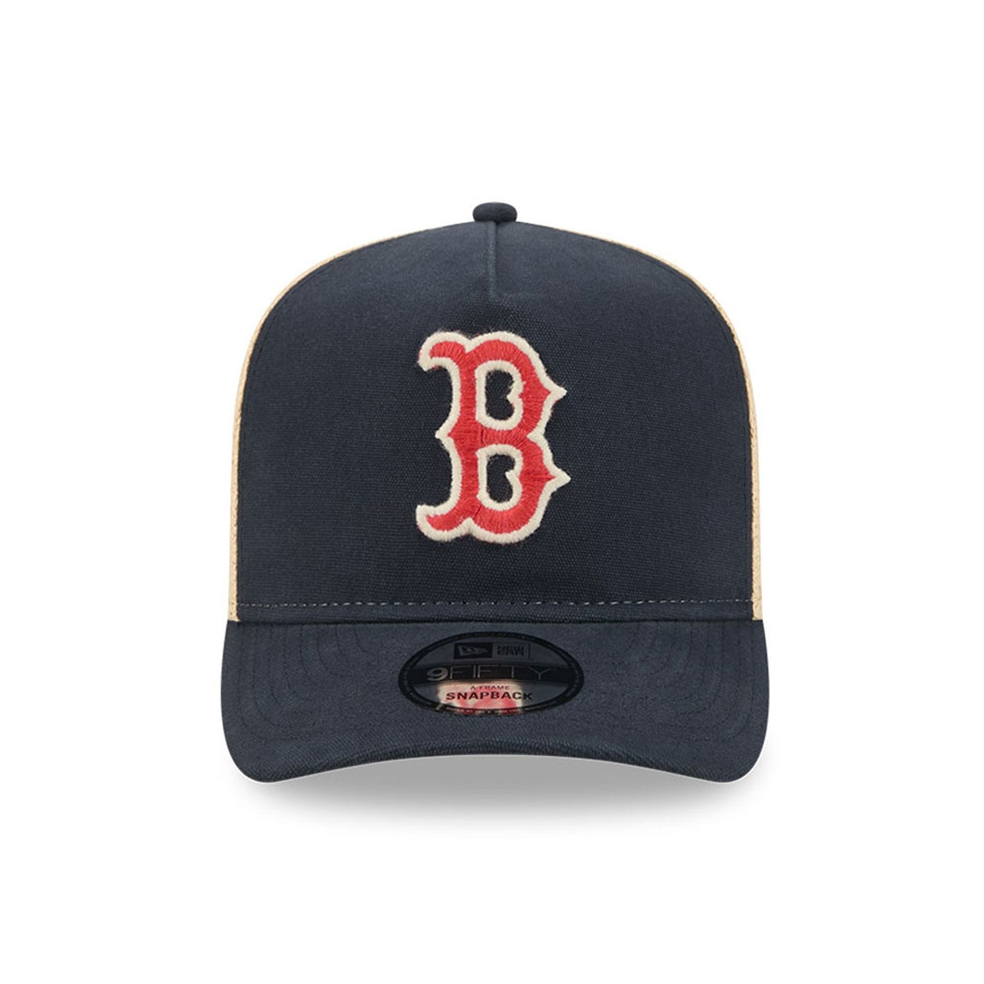 Pictured is this MLB Grained Boston Red Sox 9FIFTY A-Frame Snapback cap in navy. 3