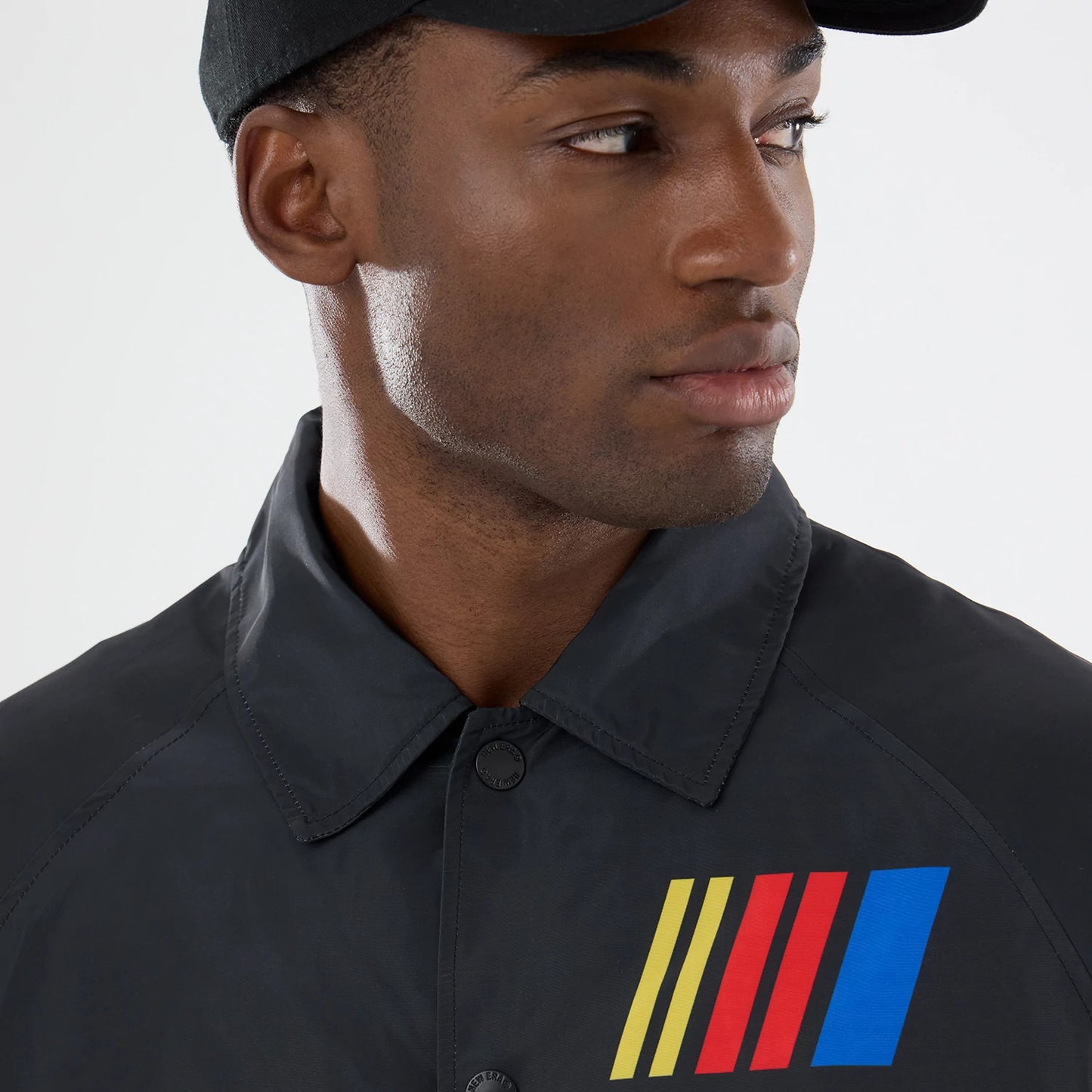 The model is wearing this Nascar Logo Jacket in black. 7