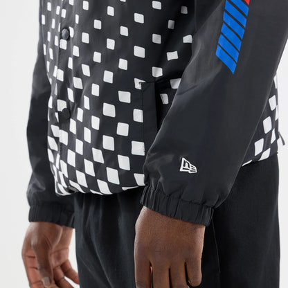The model is wearing this Nascar Logo Jacket in black. 5