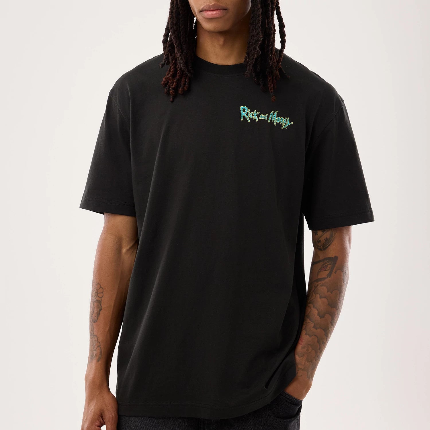 The model is wearing this Rick And Morty Portal Gun T-Shirt in black. 5