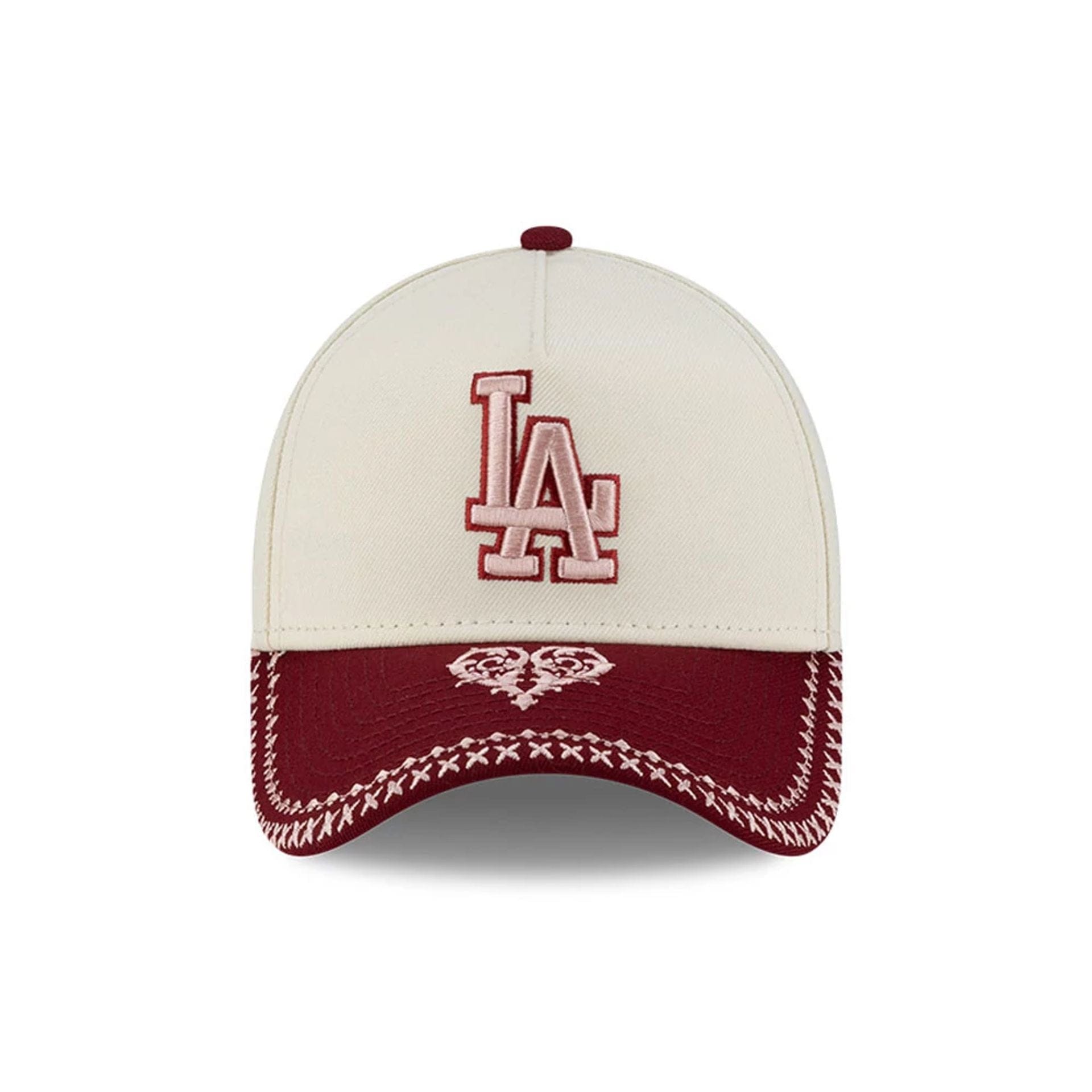 Pictured is this MLB Flourishes LA Dodgers 9FORTY A-Frame cap in white. 2