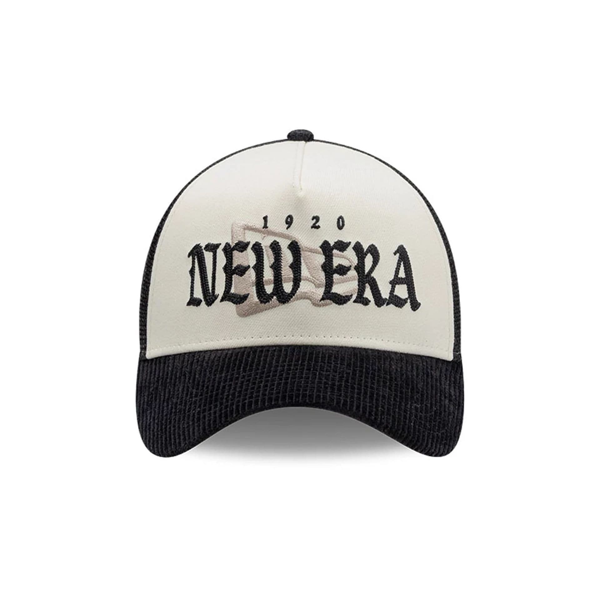 Pictured is this New Era Old English 9FORTY A-Frame cap in white. 4