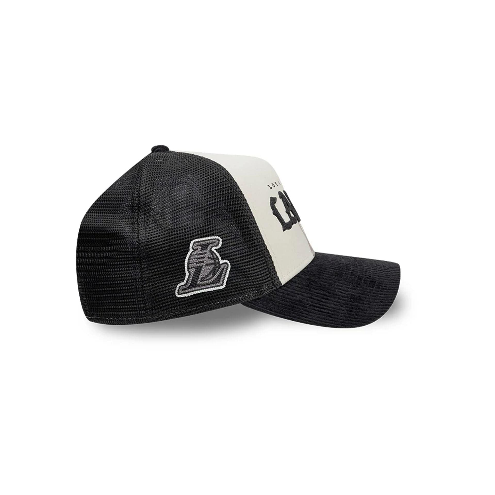Pictured is this NBA Old English LA Lakers 9FORTY A-Frame cap in white. 5