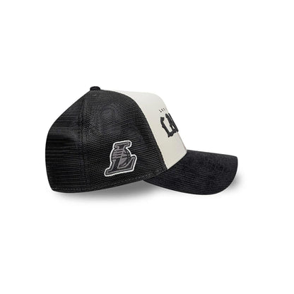 Pictured is this NBA Old English LA Lakers 9FORTY A-Frame cap in white. 5
