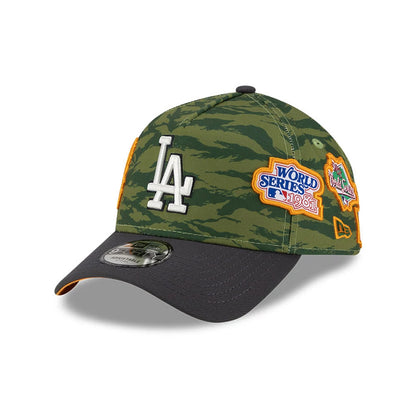 Pictured is this MLB Tiger Camo LA Dodgers 9FORTY A-Frame cap in Green. 4