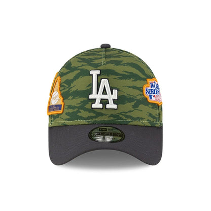 Pictured is this MLB Tiger Camo LA Dodgers 9FORTY A-Frame cap in Green. 3