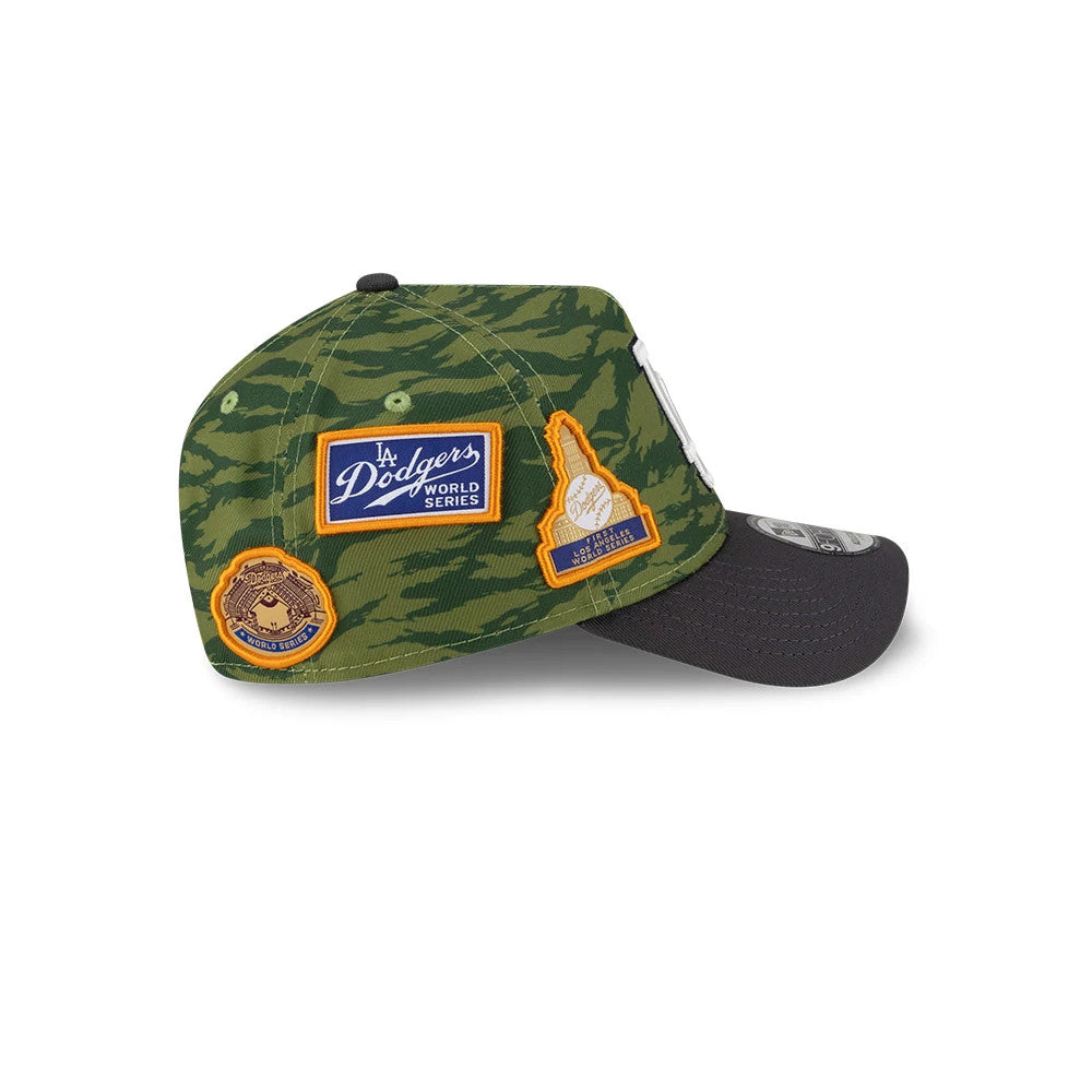 Pictured is this MLB Tiger Camo LA Dodgers 9FORTY A-Frame cap in Green. 7