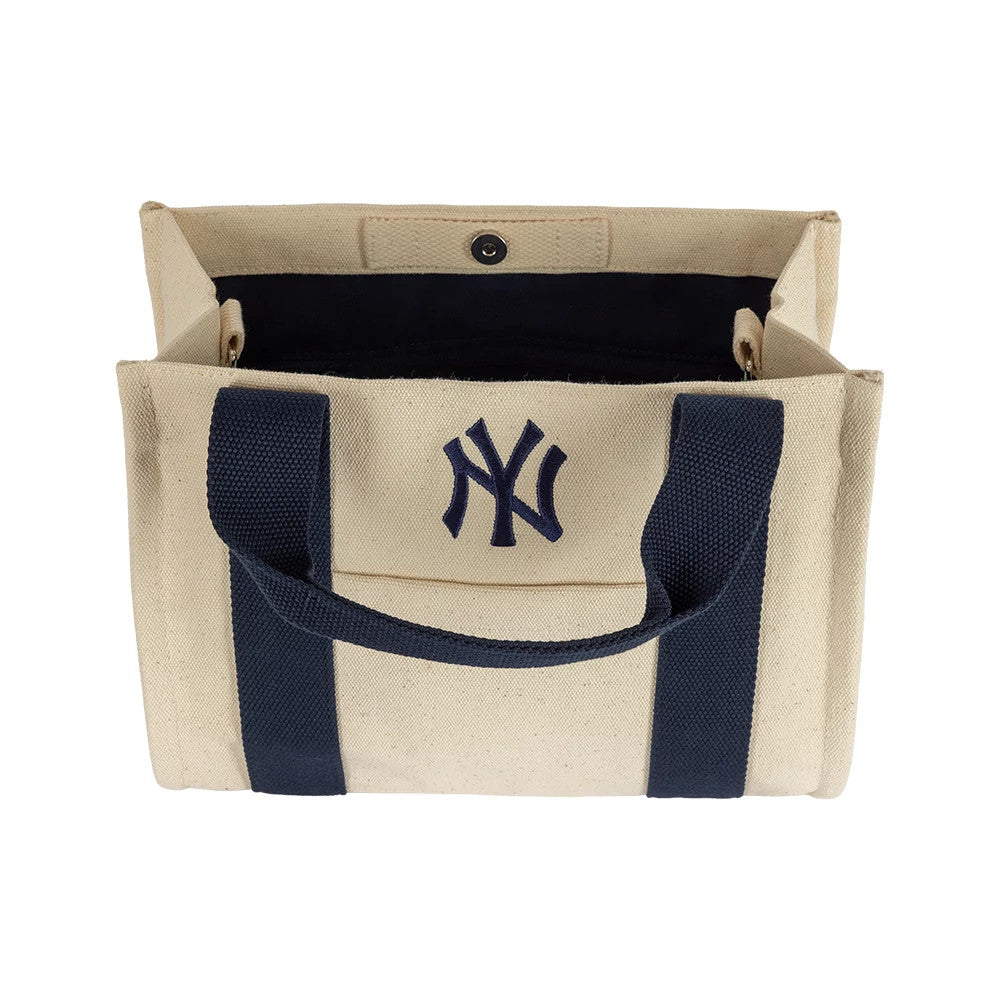 Pictured is this MLB New York Yankees Tote Bag in light beige & navy. 4