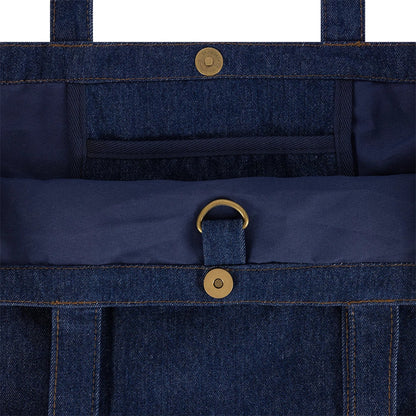 Pictured is this MLB Suede Denim New York Yankees Tote Bag in navy. 4
