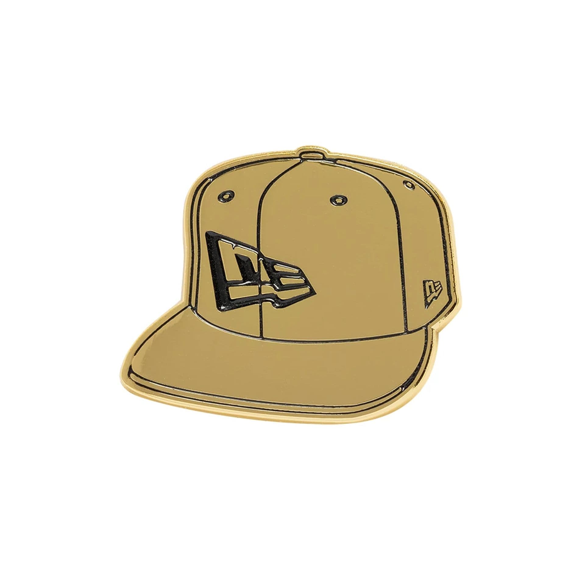 Pictured is this New Era 59FIFTY Fitted Pin Badge in gold. 1