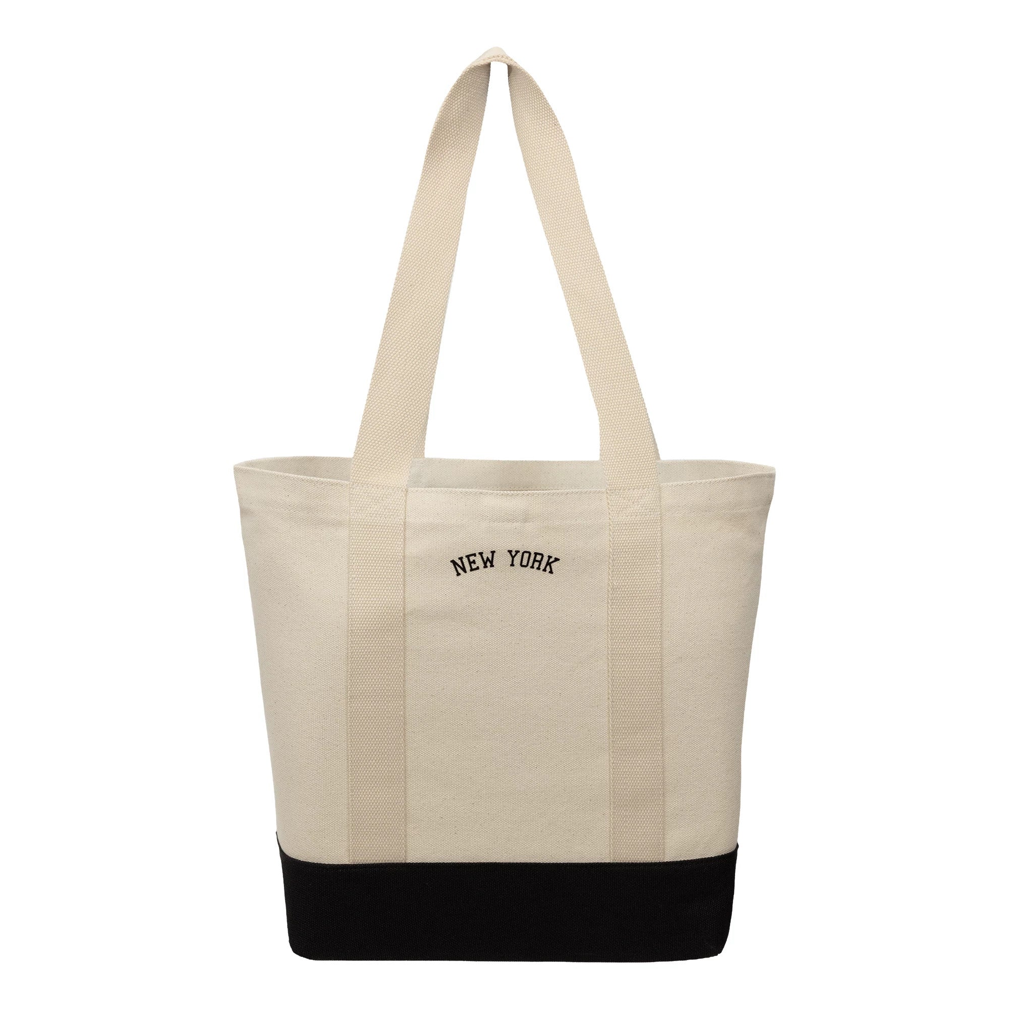 Pictured is this MLB New York Yankees Script Tote Bag in light beige. 2