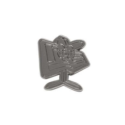 Pictured is this New Era Flag Character Pin Badge in silver. 1