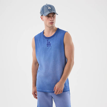 The model is wearing this MLB Washed Logo LA Dodgers Vest in pastel blue. 3