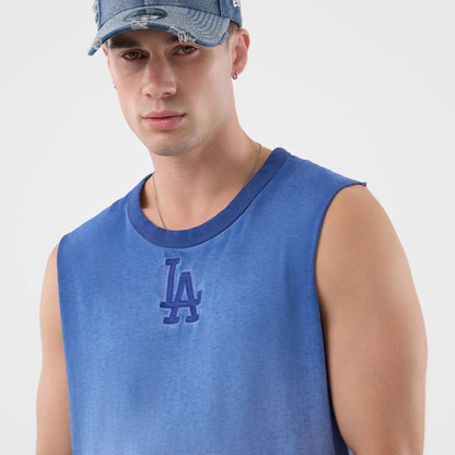 The model is wearing this MLB Washed Logo LA Dodgers Vest in pastel blue. 6