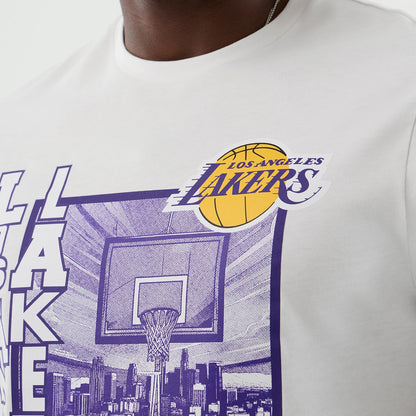 The model is wearing this NBA Graphic LA Lakers T-Shirt in white. 5