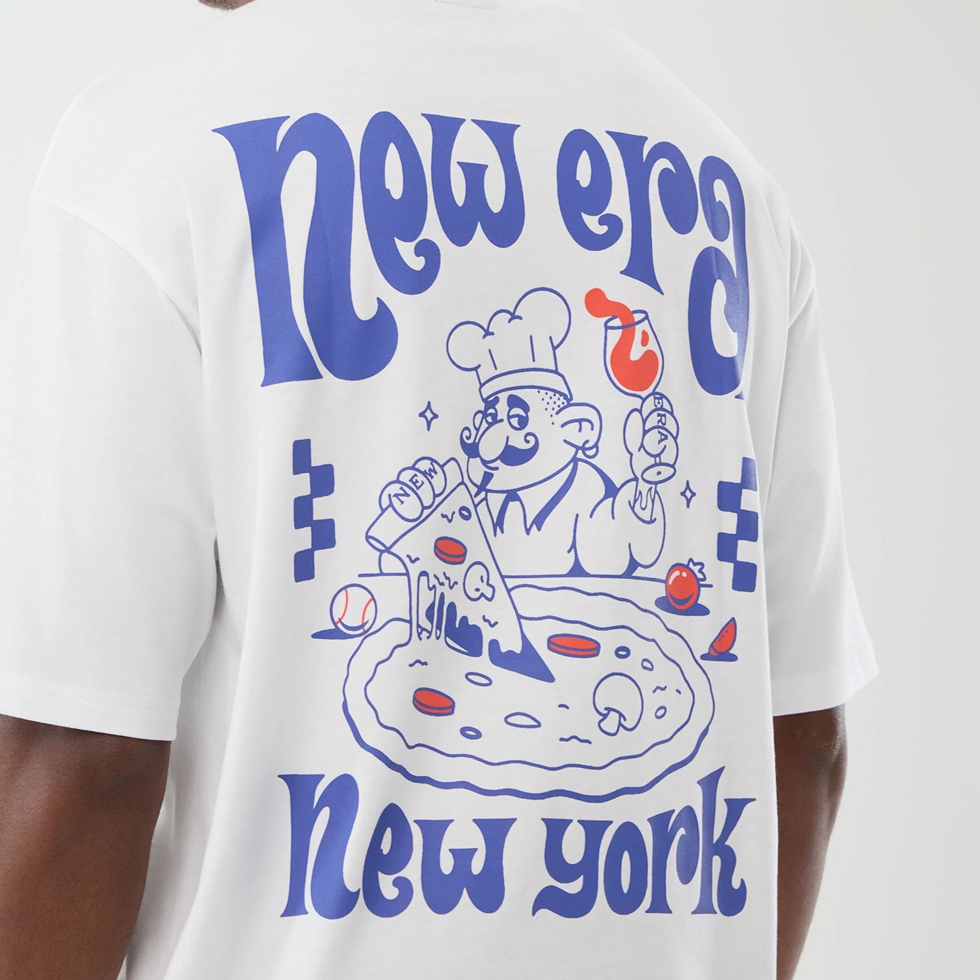 New Era Fun Pizza Graphic White Oversized T-Shirt | NEC EU