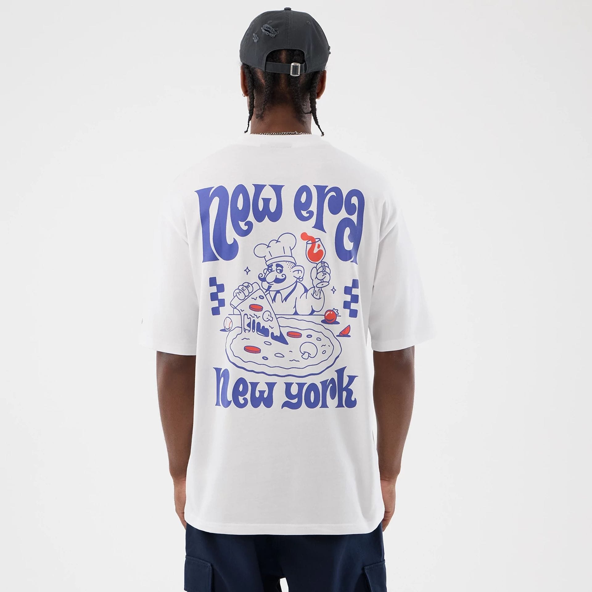New Era Fun Pizza Graphic White Oversized T-Shirt | NEC EU