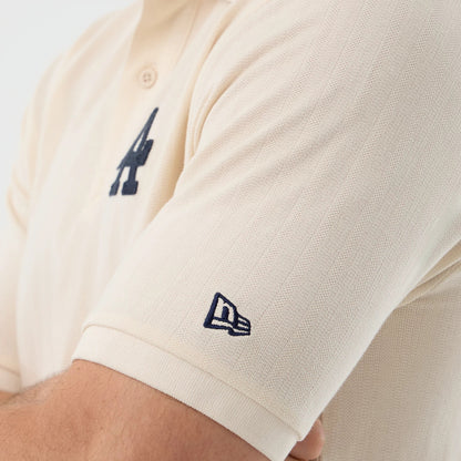 The model is wearing this MLB Rib LA Dodgers Polo T-Shirt in open white. 5