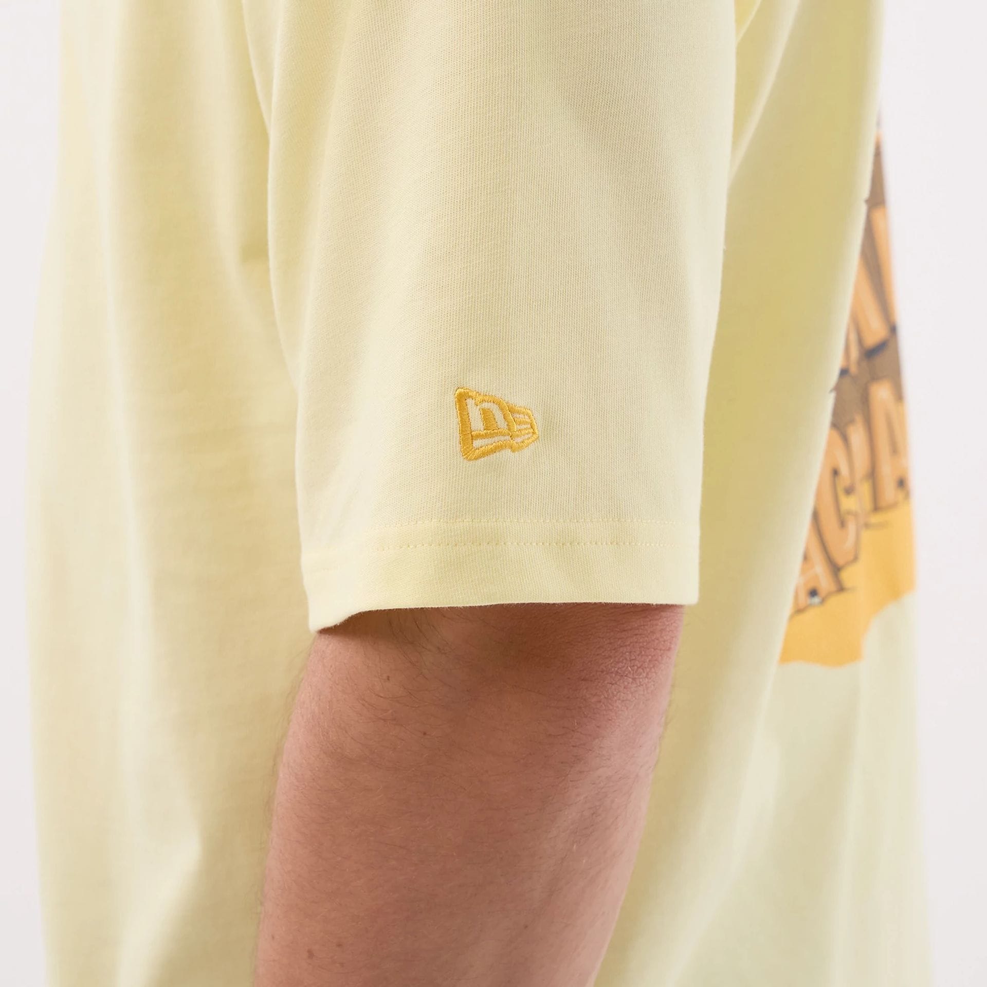 New Era Fun Beach Party Graphic Pastel Yellow Oversized T-Shirt