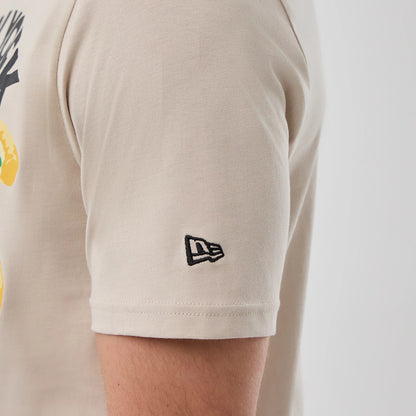 The model is wearing this New Era Pizza Graphic T-Shirt in light beige. 7