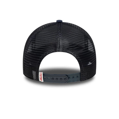Pictured is this New Era Oval Patch 9FORTY A-Frame Trucker cap in navy. 4