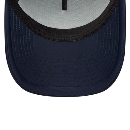 Pictured is this New Era Oval Patch 9FORTY A-Frame Trucker cap in navy. 5