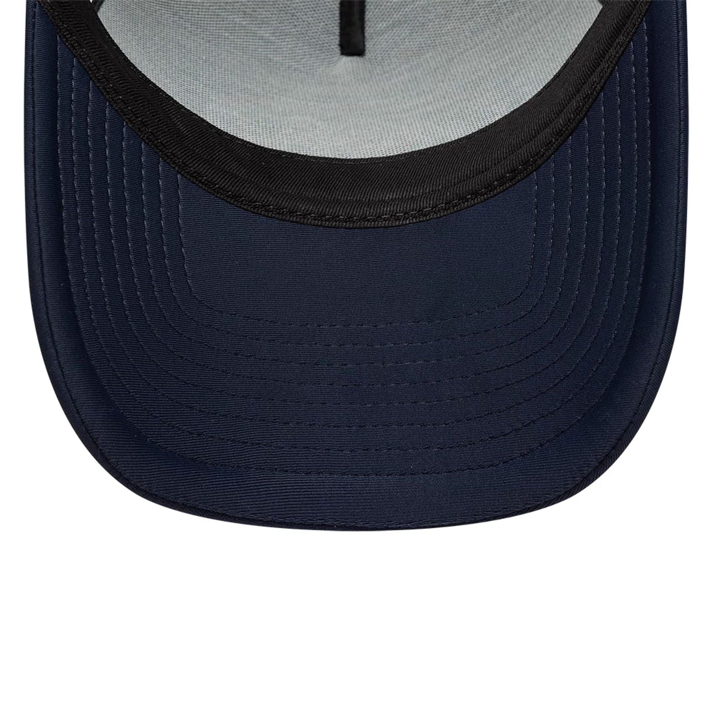 Pictured is this New Era Oval Patch 9FORTY A-Frame Trucker cap in navy. 5