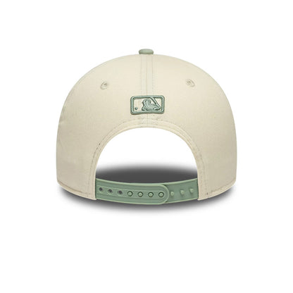 Pictured is this MLB Side Script LA Dodgers 9FORTY M-Crown cap in Cream. 4