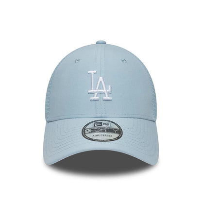 Pictured is this MLB Homefield LA Dodgers 9FORTY Trucker cap in pastel blue. 2