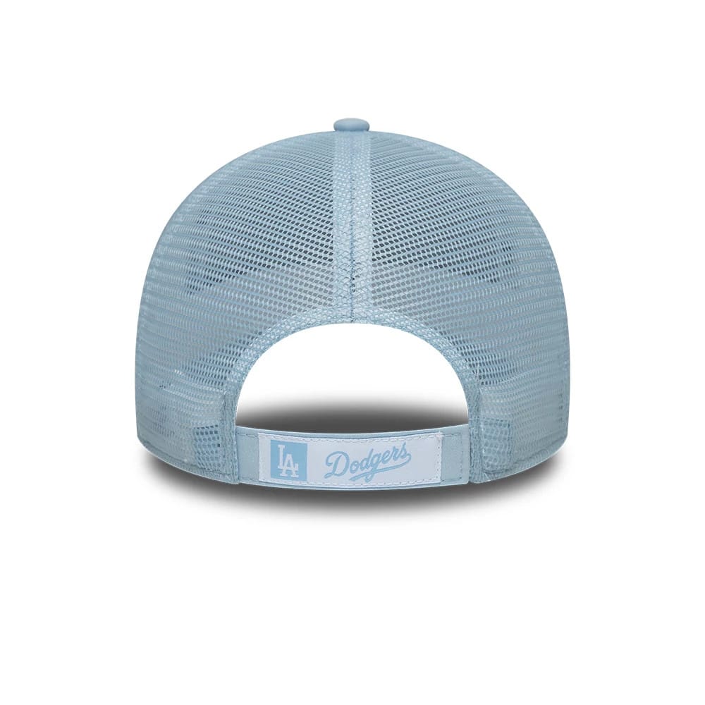 Pictured is this MLB Homefield LA Dodgers 9FORTY Trucker cap in pastel blue. 4