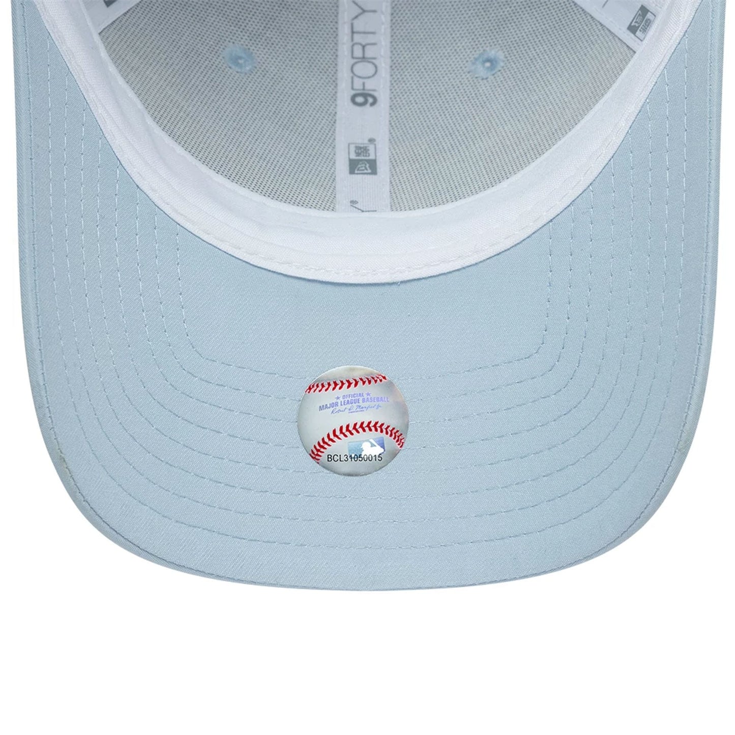 Pictured is this MLB Homefield LA Dodgers 9FORTY Trucker cap in pastel blue. 5