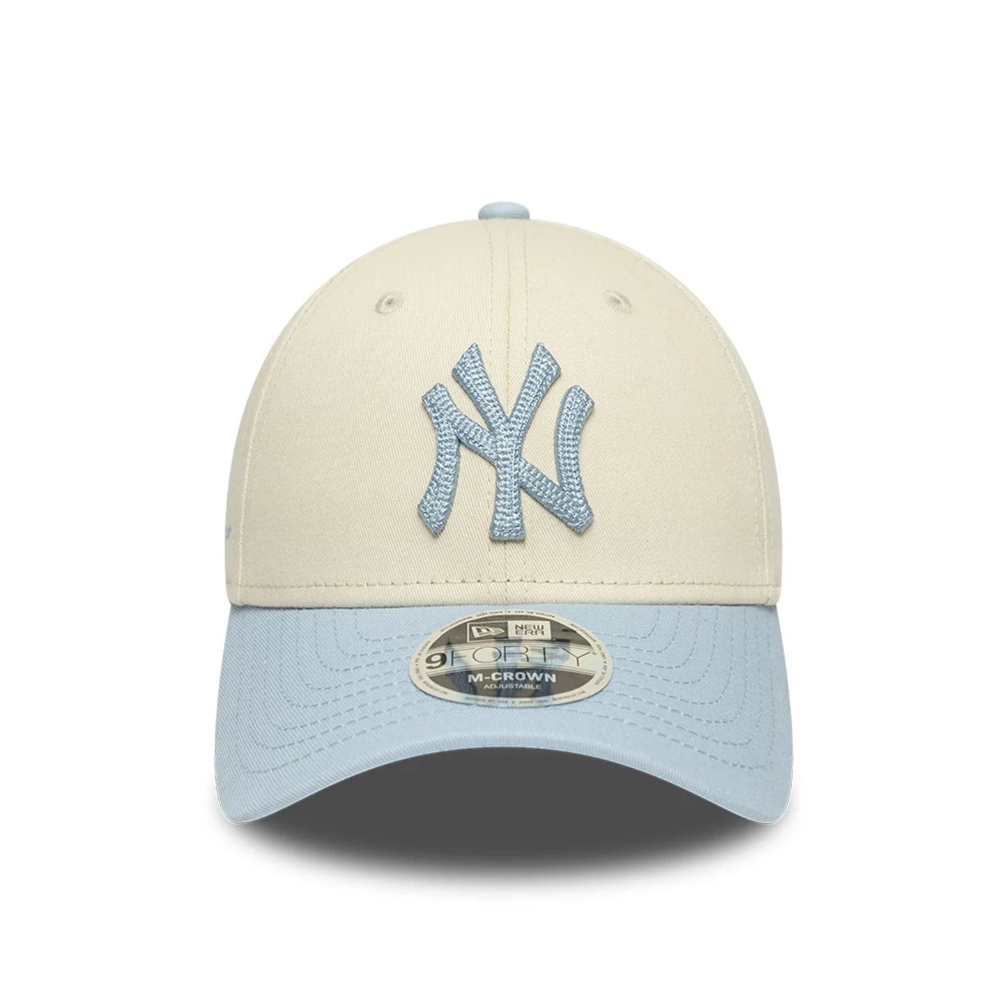 Pictured is this MLB Side Script New York Yankees 9FORTY M-Crown cap in Cream. 2