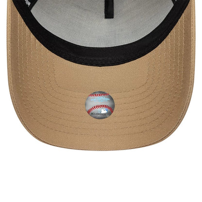 Pictured is this MLB League Essential LA Dodgers 9FORTY E-Frame cap in light beige. 5