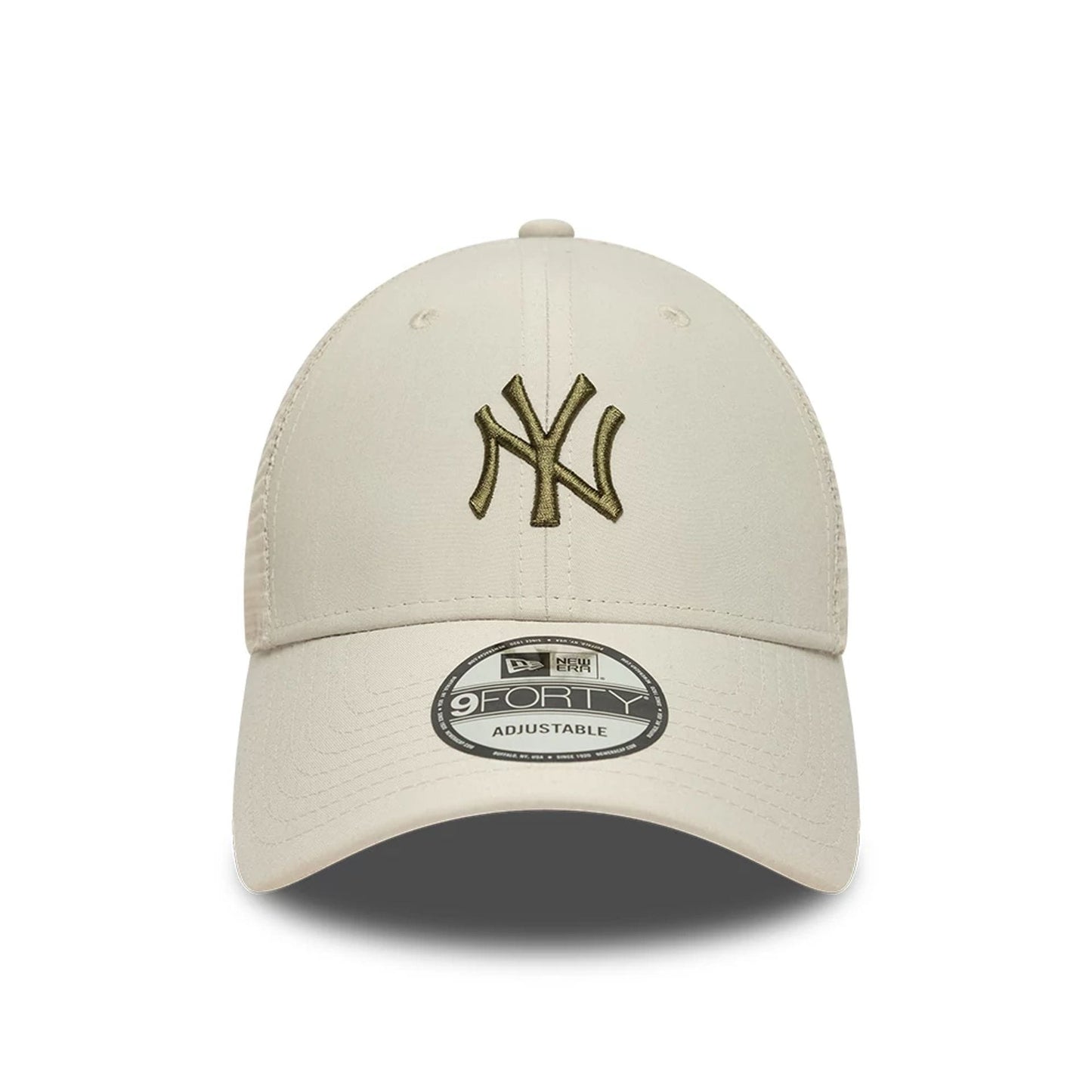 Pictured is this MLB Homefield New York Yankees 9FORTY Trucker cap in Cream. 2