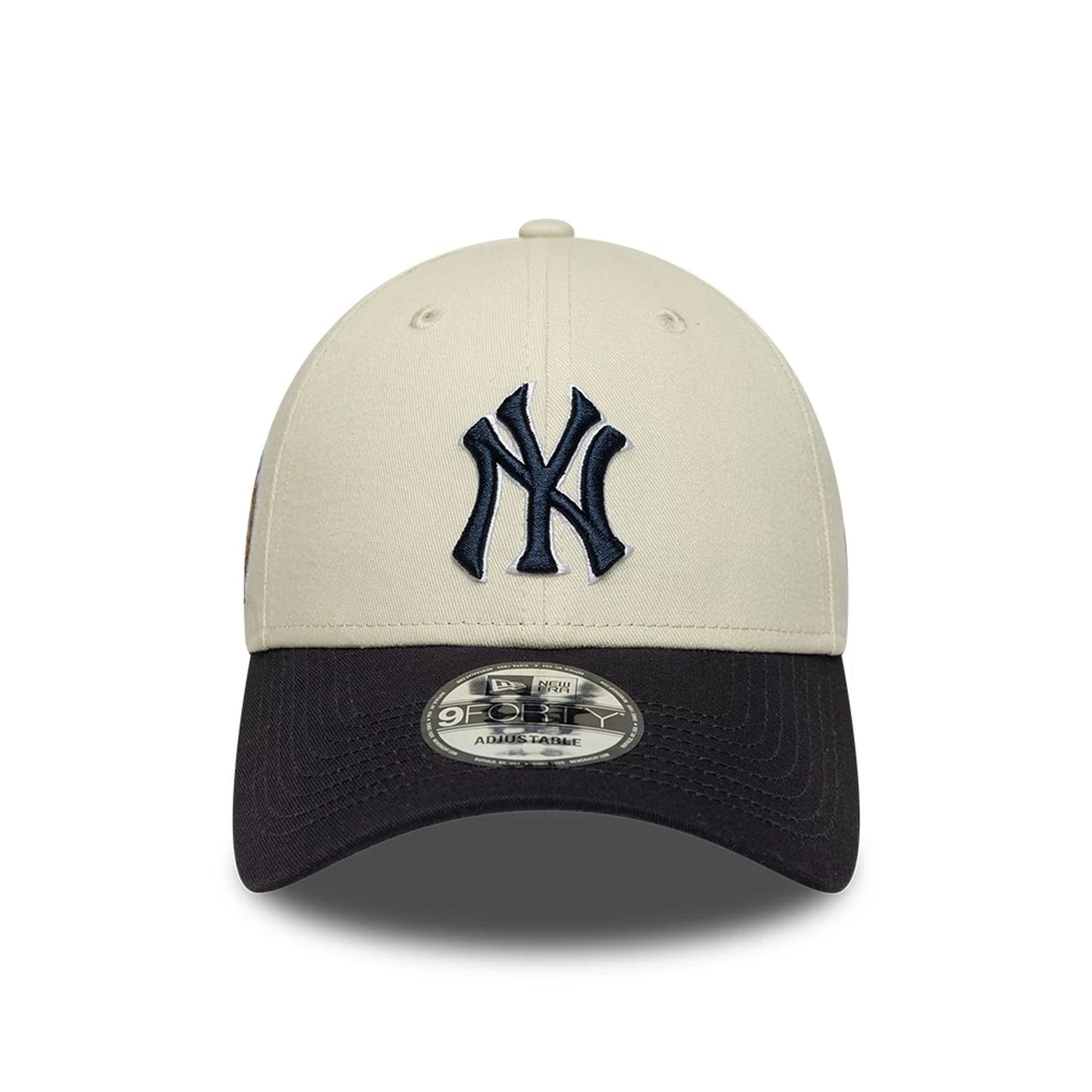 Pictured is this MLB World Series Patch New York Yankees 9FORTY cap in Cream. 2