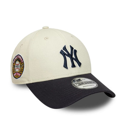 Pictured is this MLB World Series Patch New York Yankees 9FORTY cap in Cream. 1