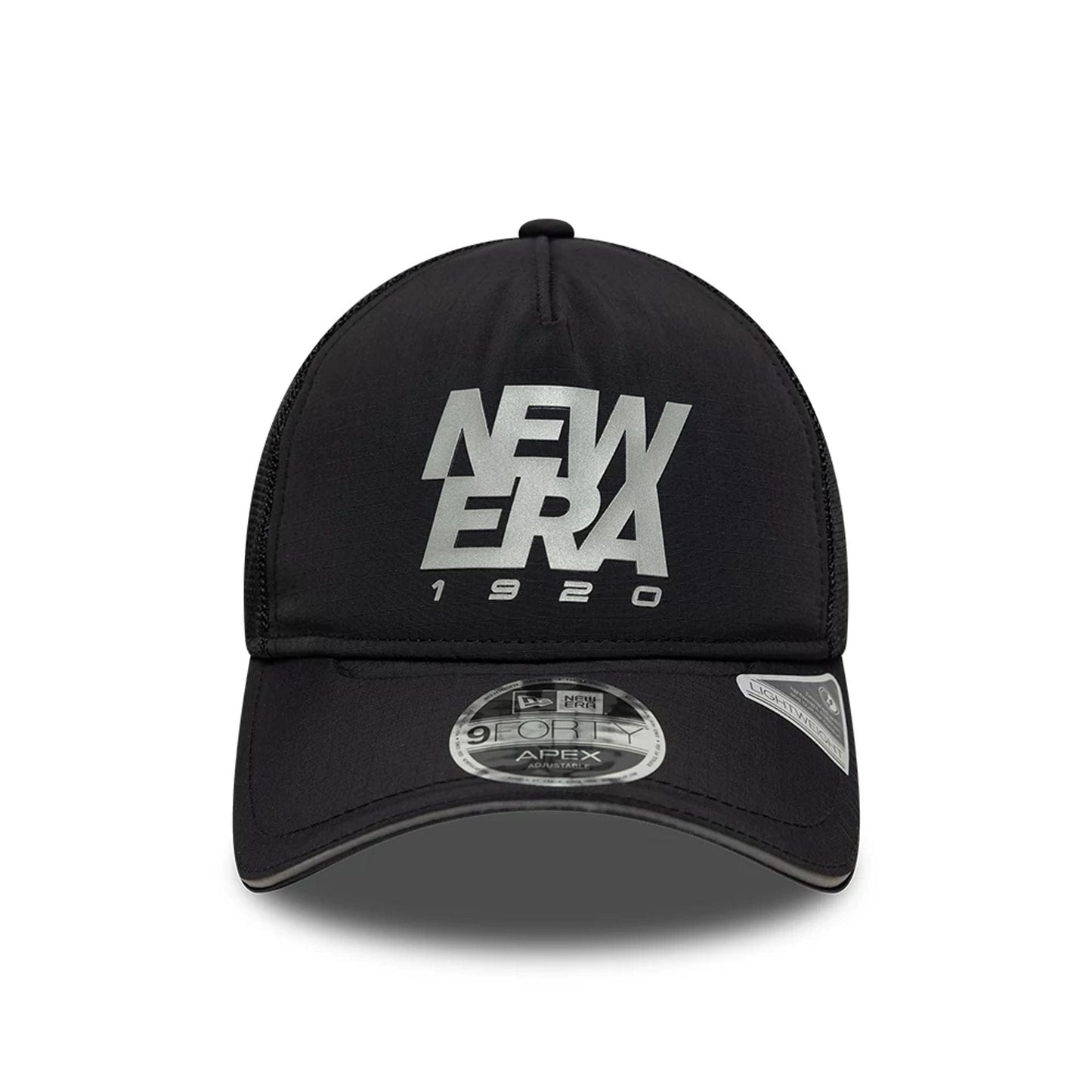 Pictured is this New Era Performance 9FORTY M-Crown A-Frame Trucker cap in black. 2