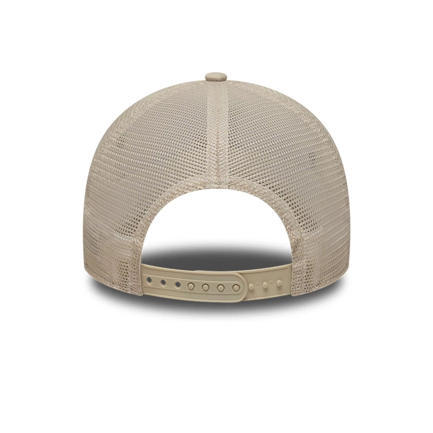 Pictured is this MLB League Essential LA Dodgers 9FORTY A-Frame Trucker cap in light beige. 4