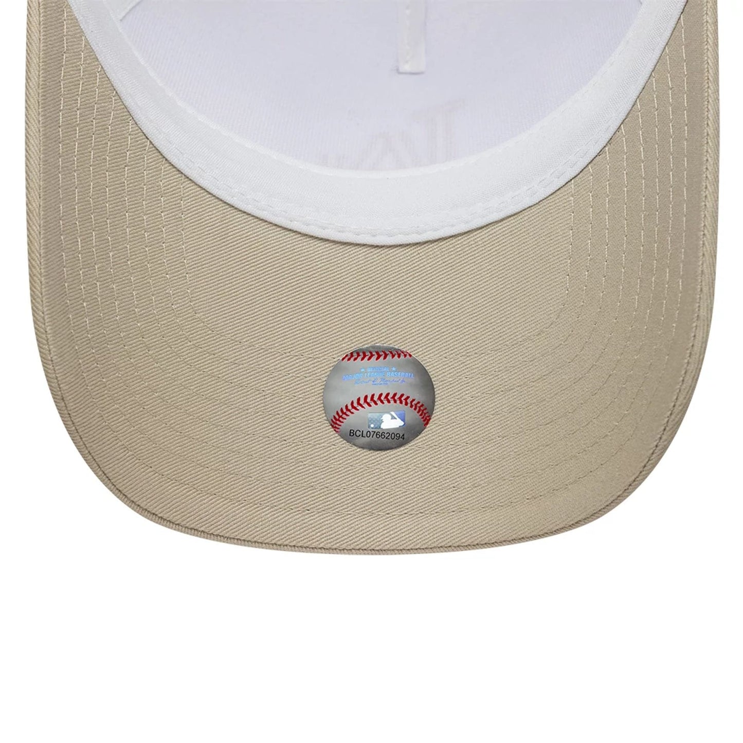 Pictured is this MLB League Essential LA Dodgers 9FORTY A-Frame Trucker cap in light beige. 5