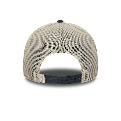 Pictured is this New Era 9FORTY M-Crown A-Frame Trucker cap in light beige. 5