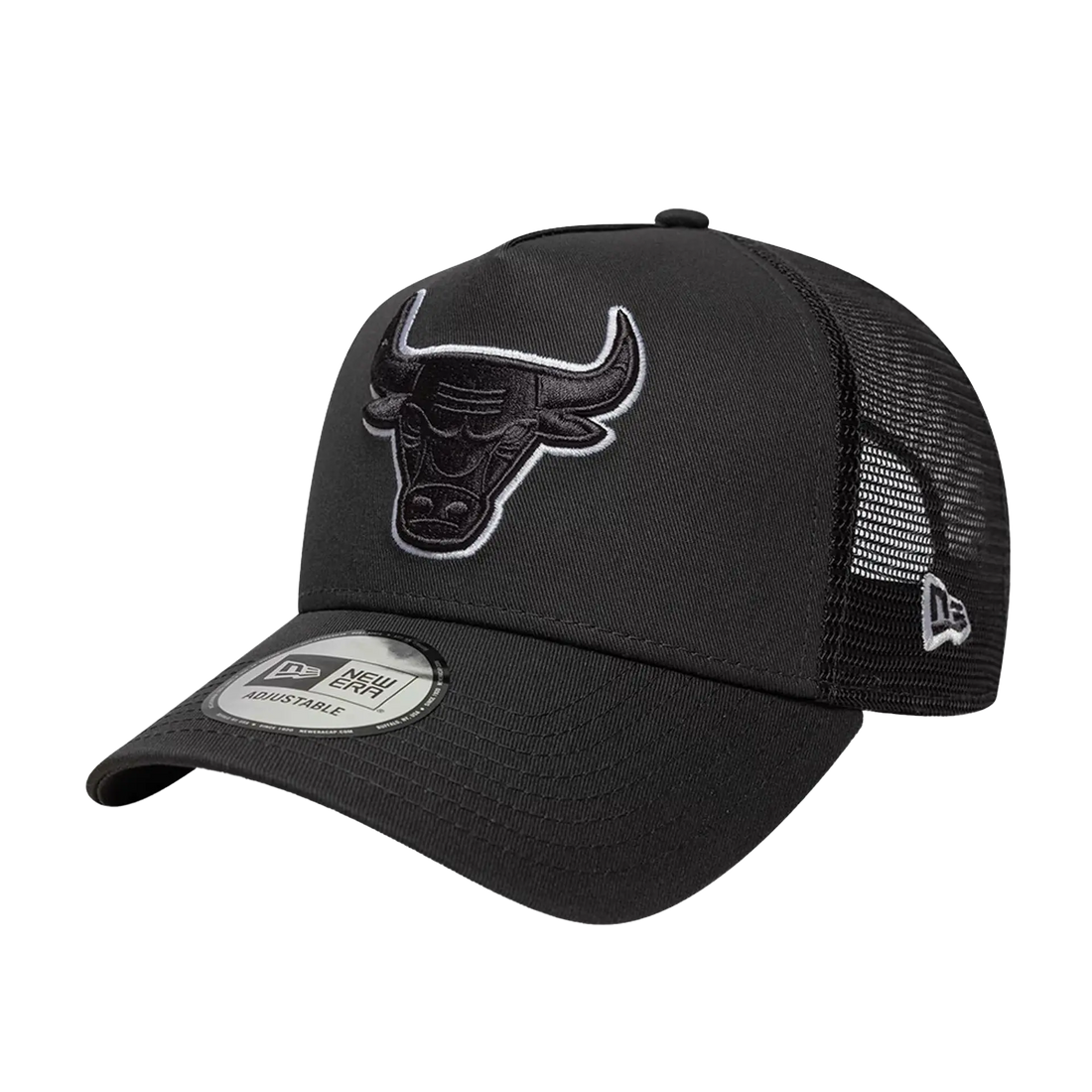 black chicago bulls NBA trucker cap with  a mesh back